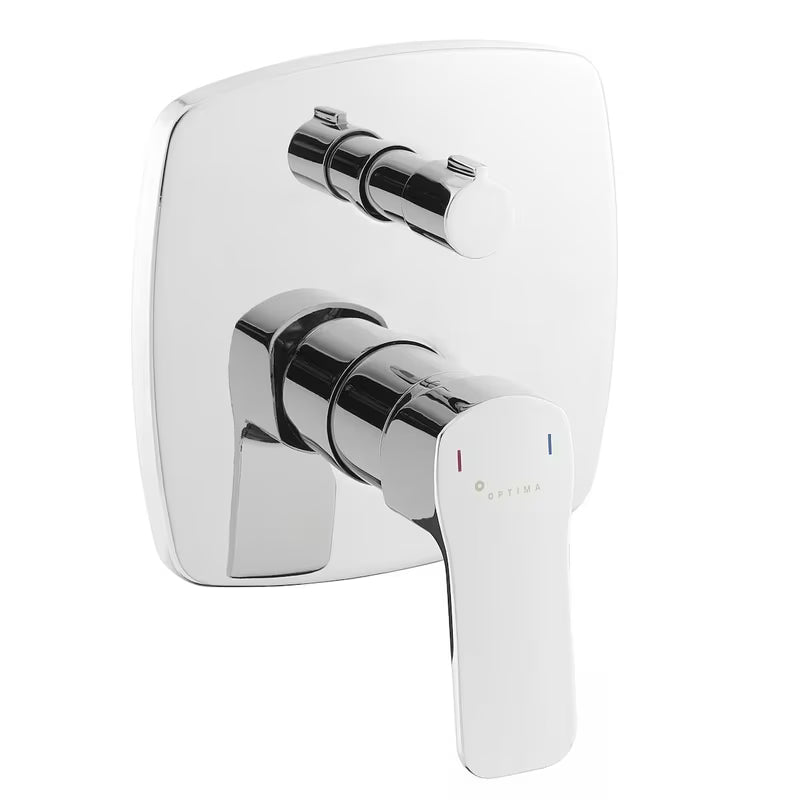 Optima Cube Way podtynkowa prysznicowa i bateria wannowa w wykończeniu chrom z dźwignią