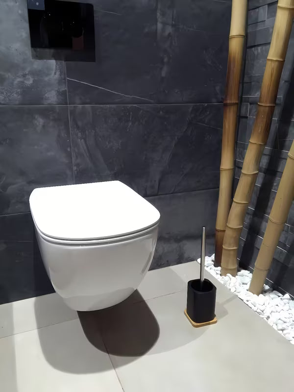 SZCZOTKA do Wc Optima Hombre w czarno-matowym wykończeniu z drewnem bambusowym