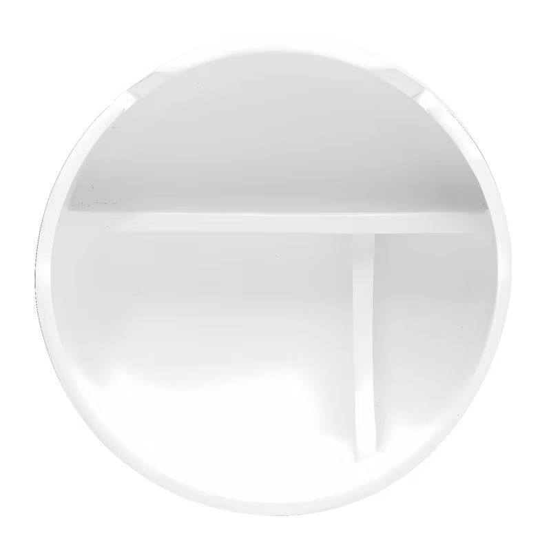 Biały wolnostojący  kosmetyczny pojemnik Optima Libra z pokrywką z lusterkiem, z ceramiki i drewna.