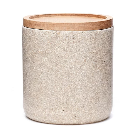 Pojemnik z pokrywką Optima Poly w odcieniu light-limestone z drewnianą pokrywką