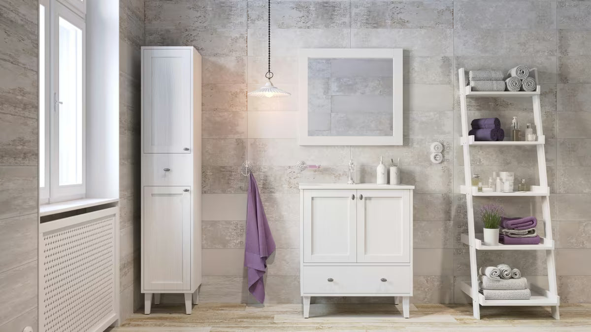 Biały ceramiczny dozownik do mydła Optima Provence pro do łazienki w stylu francuskiej Prowansji.
