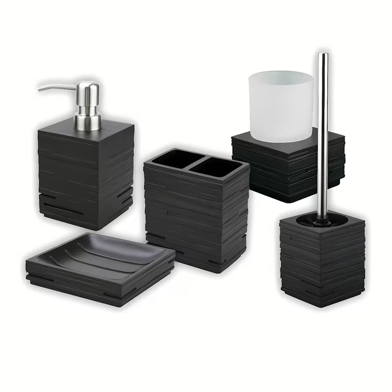 Optima Salea zestaw akcesoriów łazienkowych, wolnostojący  kwadratowy design z polyresinu