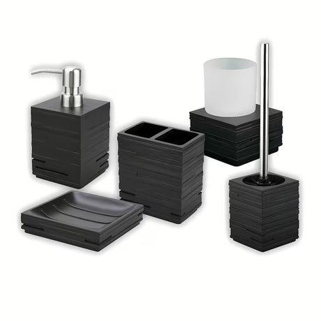 Optima Salea zestaw akcesoriów łazienkowych, wolnostojący  kwadratowy design z polyresinu