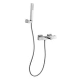 Optima Chrome termostatyczna bateria wannowa w chromie z zestawem prysznicowym o kwadratowym designie