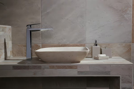 Wolnostojący  łazienkowa pojemnik Optima Supera z polyresinu w kolorze light-limestone