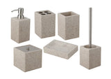 Wolnostojący  mydelniczka Optima Supera z polyresinu w dekorze light-limestone