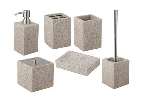 Elegancki, wielofunkcyjny pojemnik z pokrywką Optima Supera w wykończeniu light-limestone do łazienki.