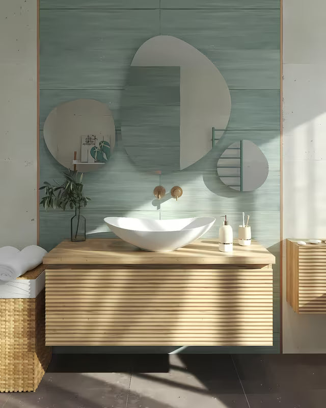 Wolnostojący  dozownik do mydła w płynie Optima Tera w dekorze light-limestone z pompką rose gold.