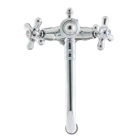 Chromowana bateria z kurkami bateria umywalkowa Paffoni Ricordi z odpływem w retro designie