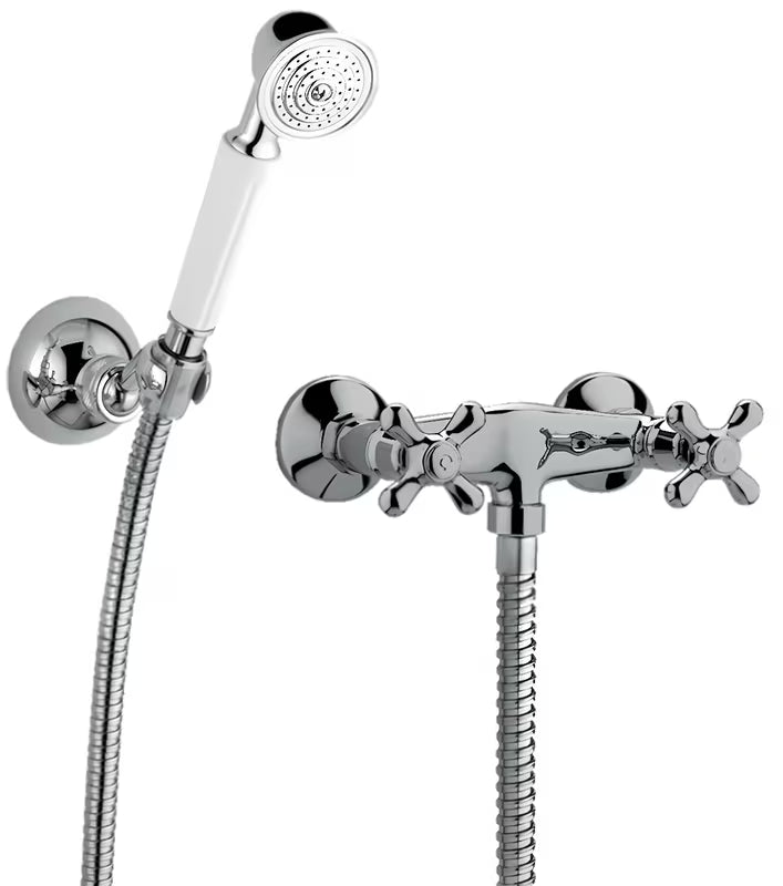 Ścienna bateria prysznicowa Paffoni Ricordi w chromie z kurkowym sterowaniem w retro designie