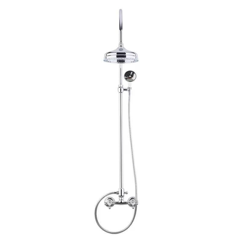 Metalowy system prysznicowy Paffoni Ricordi w designie retro z deszczownicą i słuchawką prysznicową w wykończeniu chrome.