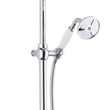 Metalowy system prysznicowy Paffoni Ricordi w designie retro z deszczownicą i słuchawką prysznicową w wykończeniu chrome.