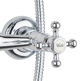 Metalowy system prysznicowy Paffoni Ricordi w designie retro z deszczownicą i słuchawką prysznicową w wykończeniu chrome.