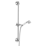 Zestaw prysznicowy Paffoni Ricordi w wykończeniu chrom z przesuwnym uchwytem prysznice w designie retro.