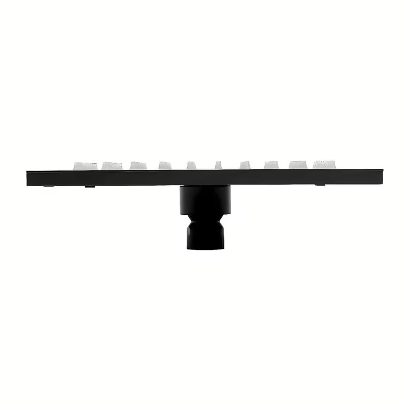 Matowoczarna deszczownica  Paffoni Syncro King 300 x 300 x 8 mm z przegubem kulowym i ochroną przed kamieniem.