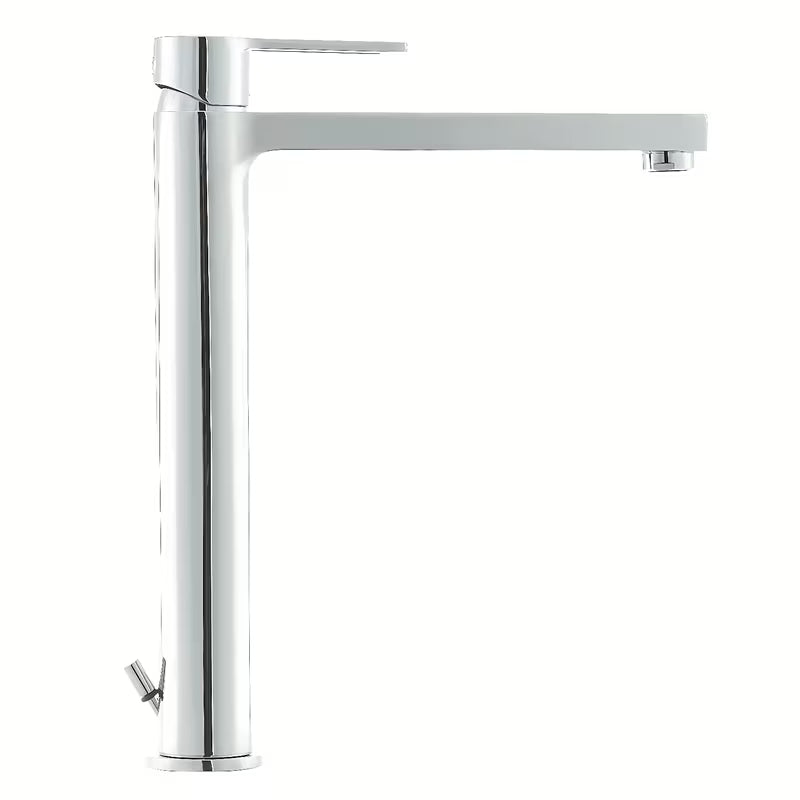 Paffoni Vallone wysoka bateria umywalkowa w wykończeniu chrom z otwartą dźwignią i korkiem