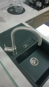 Paffoni Vallone stal nierdzewna bateria zlewozmywakowa Supersteel z obrotowym ramieniem