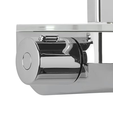System prysznicowy Paffoni z baterią termostatyczną w chromie, ze szklaną półką i deszczownicą 28x28 cm.