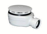Biały niski syfon do brodzika Polysan z czyszczeniem od góry, pro otwór 90 mm i odpływ DN40