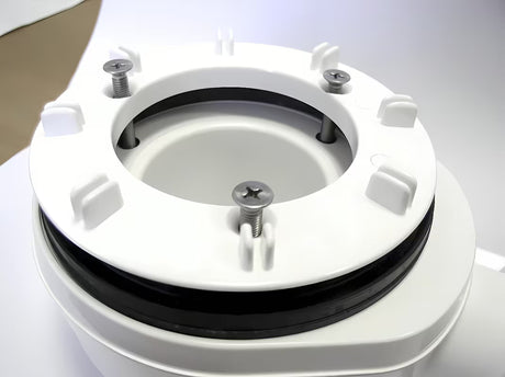 Biały niski syfon do brodzika Polysan z czyszczeniem od góry, pro otwór 90 mm i odpływ DN40
