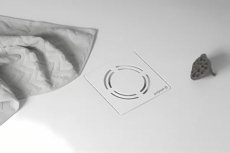 Polysan Flexia syfon do brodzika biały pro otwór odpływowy 90 mm z osłoną ze stali nierdzewnej