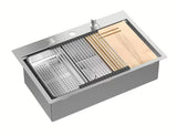 Stalowy zlewozmywak  Quadron 76 x 49 cm o głębokości 21 cm pro montaż na blat roboczy