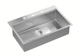 Stalowy zlewozmywak  Quadron 76 x 49 cm o głębokości 21 cm pro montaż na blat roboczy