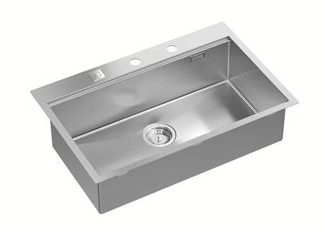Stalowy zlewozmywak  Quadron 76 x 49 cm o głębokości 21 cm pro montaż na blat roboczy