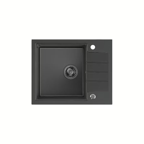 Czarny granitowy zlewozmywak kuchenny zlewozmywak jednokomorowy z ociekaczem pro montaż na blat roboczy Quadron Peter