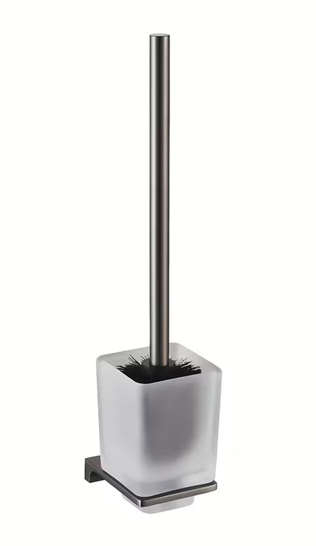 SZCZOTKA do Wc Rav Slezak Nil w wykończeniu metal grey z matowym szklanym kubkiem