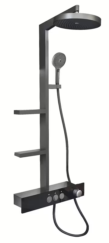 System prysznicowy Rav Slezak metal grey z deszczownicą ⌀ 300 mm i 3-funkcyjną słuchawką prysznicową