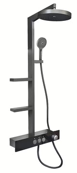 System prysznicowy Rav Slezak metal grey z deszczownicą ⌀ 300 mm i 3-funkcyjną słuchawką prysznicową