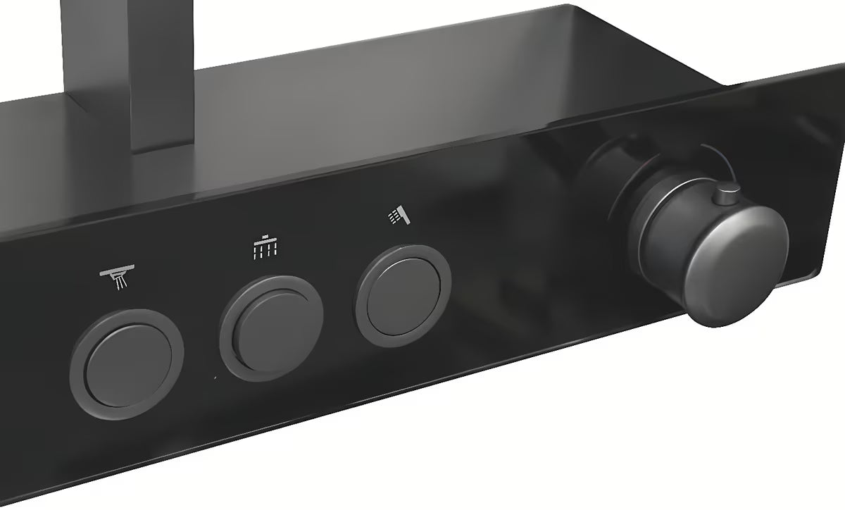 System prysznicowy Rav Slezak metal grey z deszczownicą ⌀ 300 mm i 3-funkcyjną słuchawką prysznicową