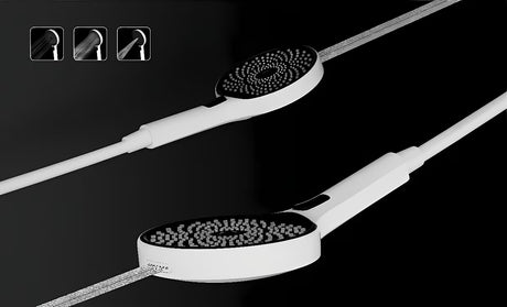 Czarna matowa słuchawka prysznicowa Rav Slezak w rozmiarze XXL z wieloma trybami i funkcją EasyClean.