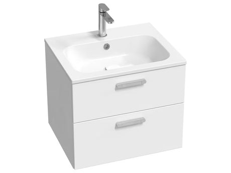 Ravak Chrome II szafka pod umywalkę 60 x 49 x 50 cm w białym połysku z dwiema szufladami i chromowanymi uchwytami