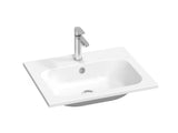 Biała umywalka meblowa Ravak Chrome Slim 60 x 49 cm z lanego marmuru z przelewem