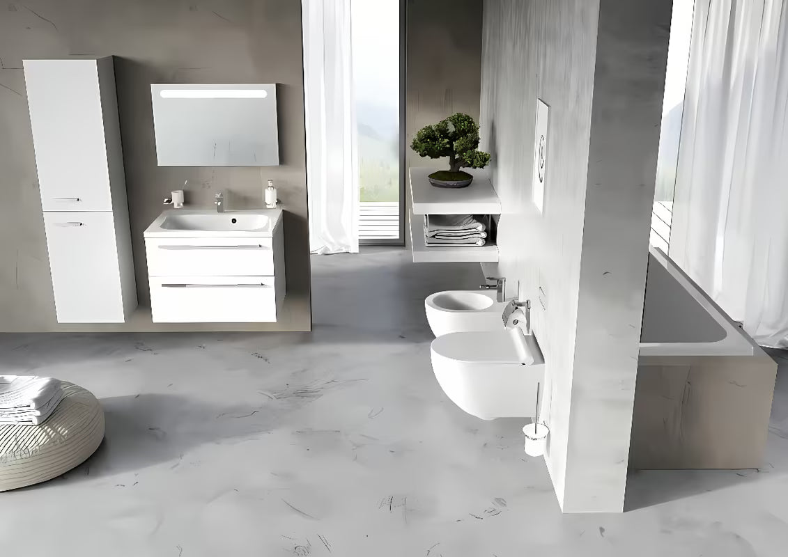 Biały wiszący bidet Ravak Chrome z ceramiki ze ukrytym montażem EasyFix