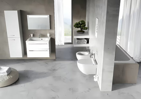 Biały wiszący bidet Ravak Chrome z ceramiki ze ukrytym montażem EasyFix