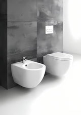 Biały wiszący bidet Ravak Chrome z ceramiki ze ukrytym montażem EasyFix