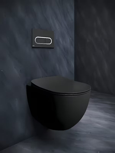 Wisząca MISKA wc miska WC Ravak Chrome w kolorze czarny mat z bezkołnierzowym spłukiwaniem RimOff i ukrytym mocowaniem EasyFix.