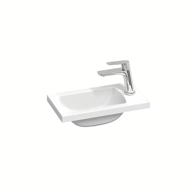Biała mała umywalka Ravak Classic II 40 x 22 cm bez przelewu, wersja odwracalna lewa lub prawa