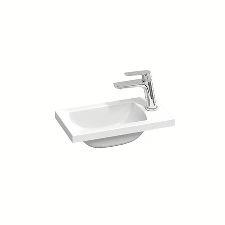 Biała mała umywalka Ravak Classic II 40 x 22 cm bez przelewu, wersja odwracalna lewa lub prawa