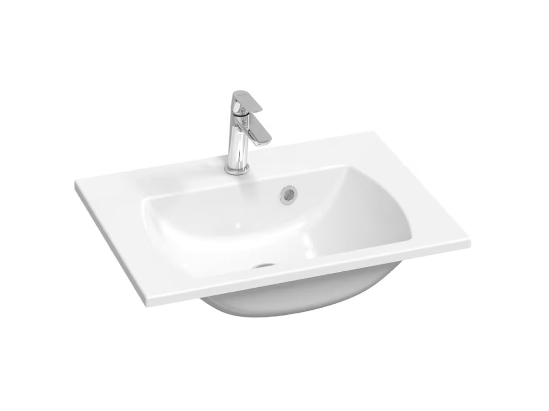 Białe umywalka meblowa Ravak Classic Slim 600 z lanego marmuru z przelewem