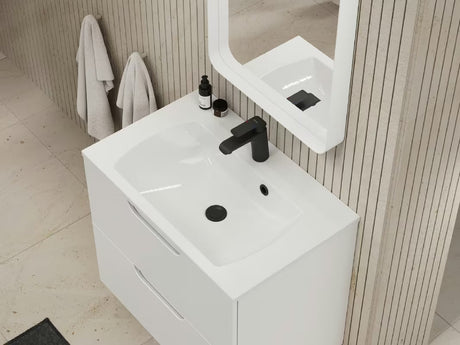 Białe umywalka meblowa Ravak Classic Slim 600 z lanego marmuru z przelewem