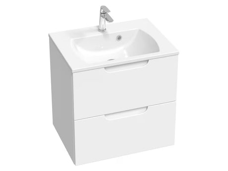 Biała umywalka meblowa Ravak Classic Slim 600 z lanego marmuru z przelewem