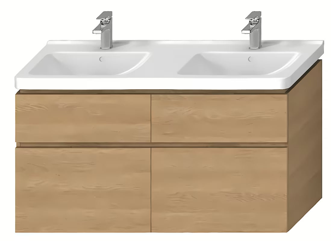 Wisząca szafka pod umywalkę Ravak Cubito 128x46,7x68,3 cm w dekorze dębu z czterema szufladami