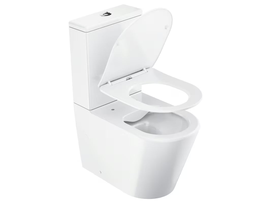 Biała wolnostojący  KOMPAKT wc Ravak Elegant RimOff z deską soft Close z dwudzielnym spłukiwaniem 3/6 l.