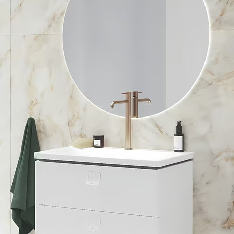 Wysoka bateria umywalkowa stojąca Ravak Espirit w wykończeniu Rose Gold Brushed bez odpływu