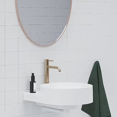 Wysoka bateria umywalkowa stojąca Ravak Espirit w wykończeniu Rose Gold Brushed bez odpływu
