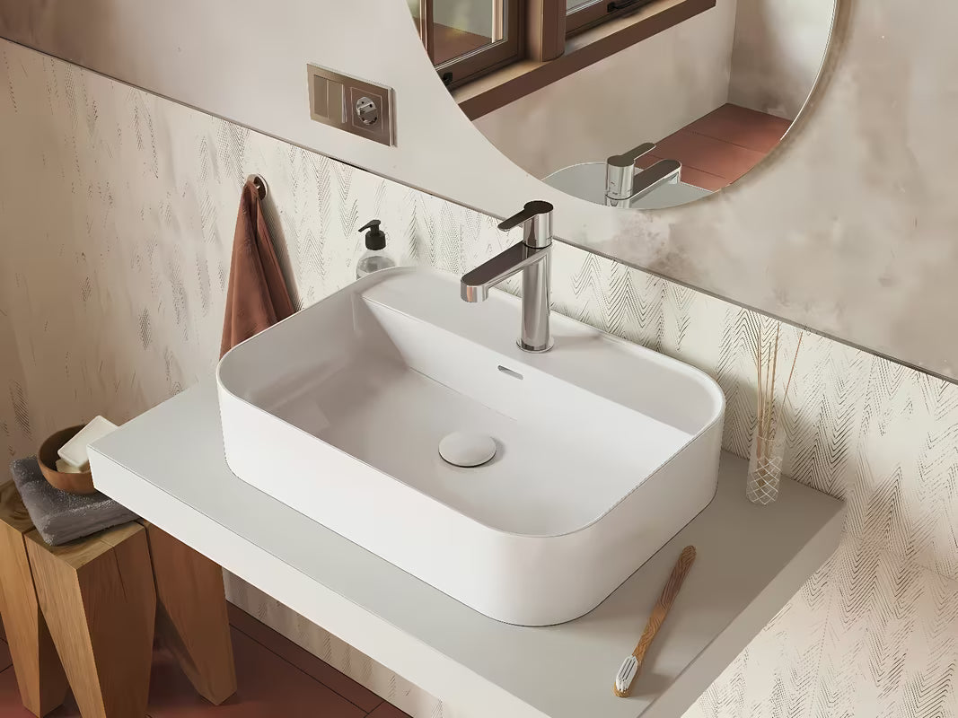 Biały korek umywalkowy odpływ Ravak Flat z ceramiczną zatyczką pro umywalki bez przelewu